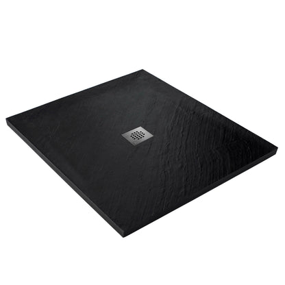 Kit bac � douche 100x100 avec panneau mural en pierre naturelle