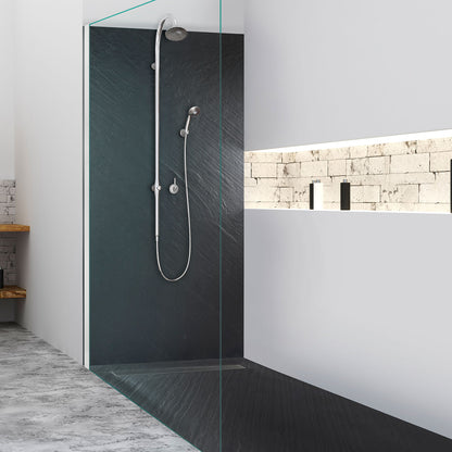 Kit bac � douche 100x100 avec panneau mural en pierre naturelle