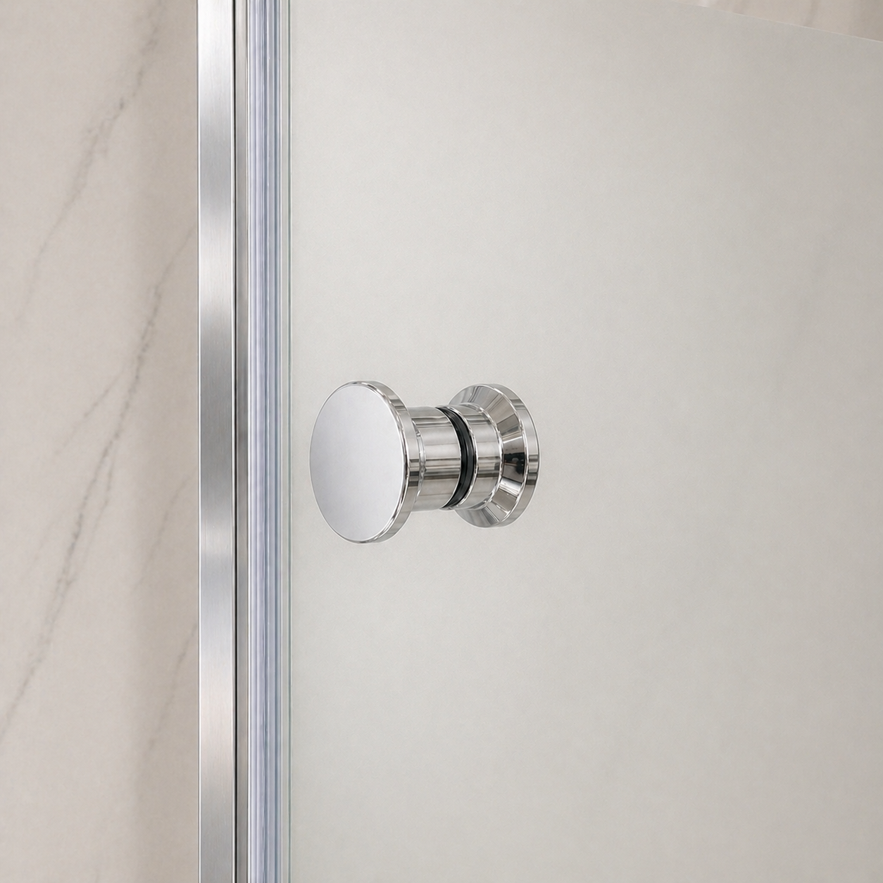 Porte de douche pivotante pliante avec bande opaque - reversible sans cadre et anticalcaire – Profilé aluminium chromé