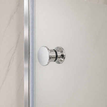 Porte de douche pivotante pliante avec bande opaque - reversible sans cadre et anticalcaire – Profilé aluminium chromé