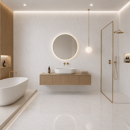Pack de 3 panneaux muraux de salle de bain 60x90 marbre blanc