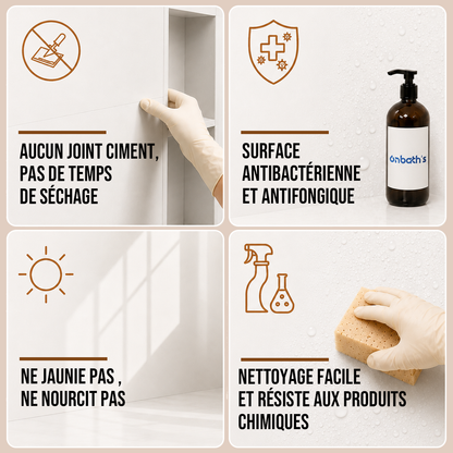 Pack de 3 panneaux muraux de salle de bain 60x90cm aspect faience