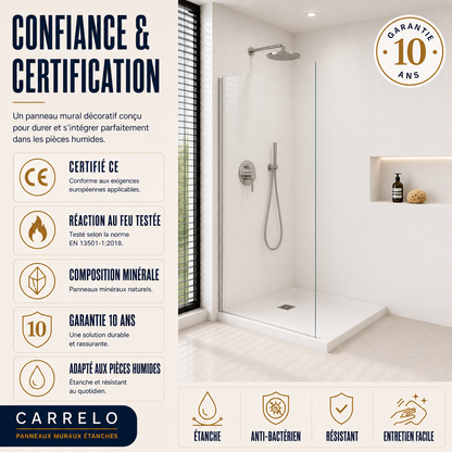 Pack de 3 panneaux muraux de salle de bain 60x90 aspect carrelage carée