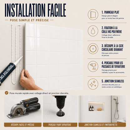 Pack de 3 panneaux muraux de salle de bain 60x90 aspect carrelage carée