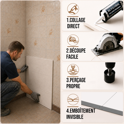 Pack de 3 panneaux muraux de salle de bain 60x90cm aspect faience