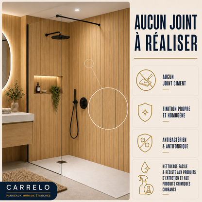 Pack de 3 panneaux muraux de salle de bain 90x60cm effet bois