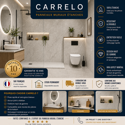 Pack de 3 panneaux muraux de salle de bain 90x60cm effet bois
