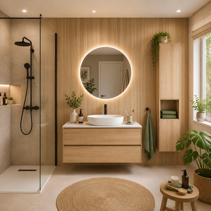 Pack de 3 panneaux muraux de salle de bain 90x60cm effet bois