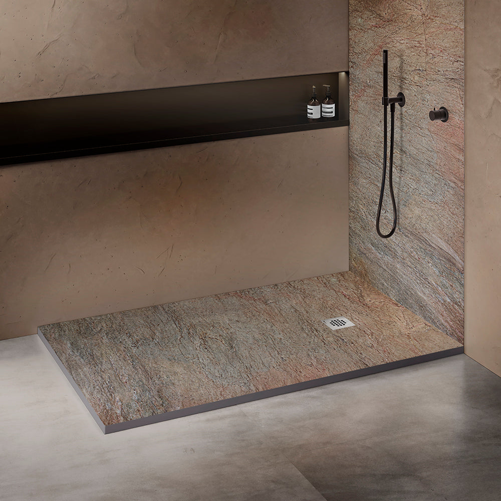 Receveur de douche pierre naturelle – 120×90 cm (grille excentrée) - Cuivre