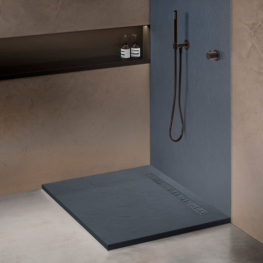 Bac � douche extraplat en r�sine 120x120 cm - grille caniveau excentr�e