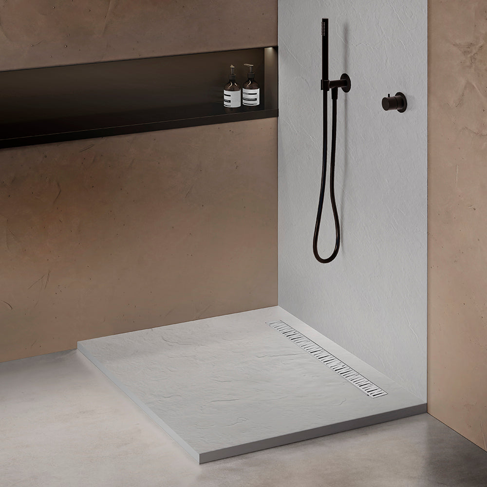 70×70 cm resin shower tray – offset drain grate