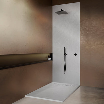 Panneau mural de douche en r�sine aspect Ardoise Blanc avec natte d'�tanch�it�