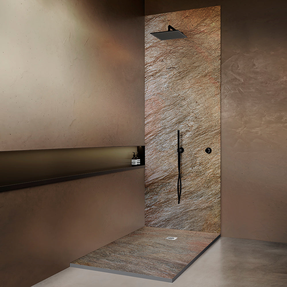 Receveur de douche pierre naturelle – 100×80 cm (grille excentrée) - Cuivre