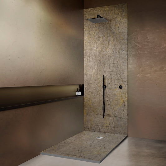 Receveur de douche pierre naturelle 200�100 cm - Grille carr�e excentr�e