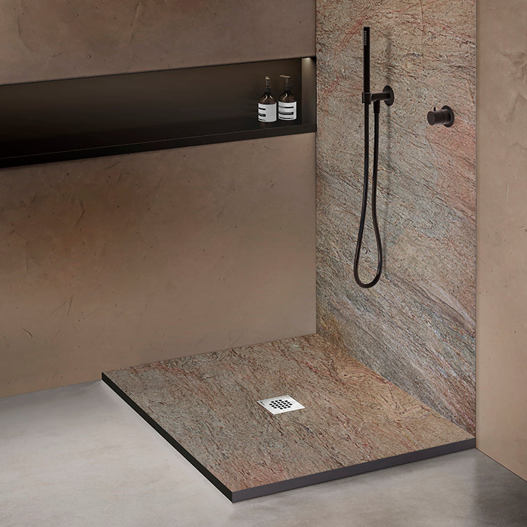 Kit bac � douche 100x100 avec panneau mural en pierre naturelle