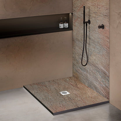Kit bac � douche 100x100 avec panneau mural en pierre naturelle