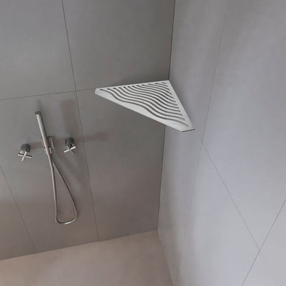 �tag�re de coin de douche pentagonale en inox fixation sans percer