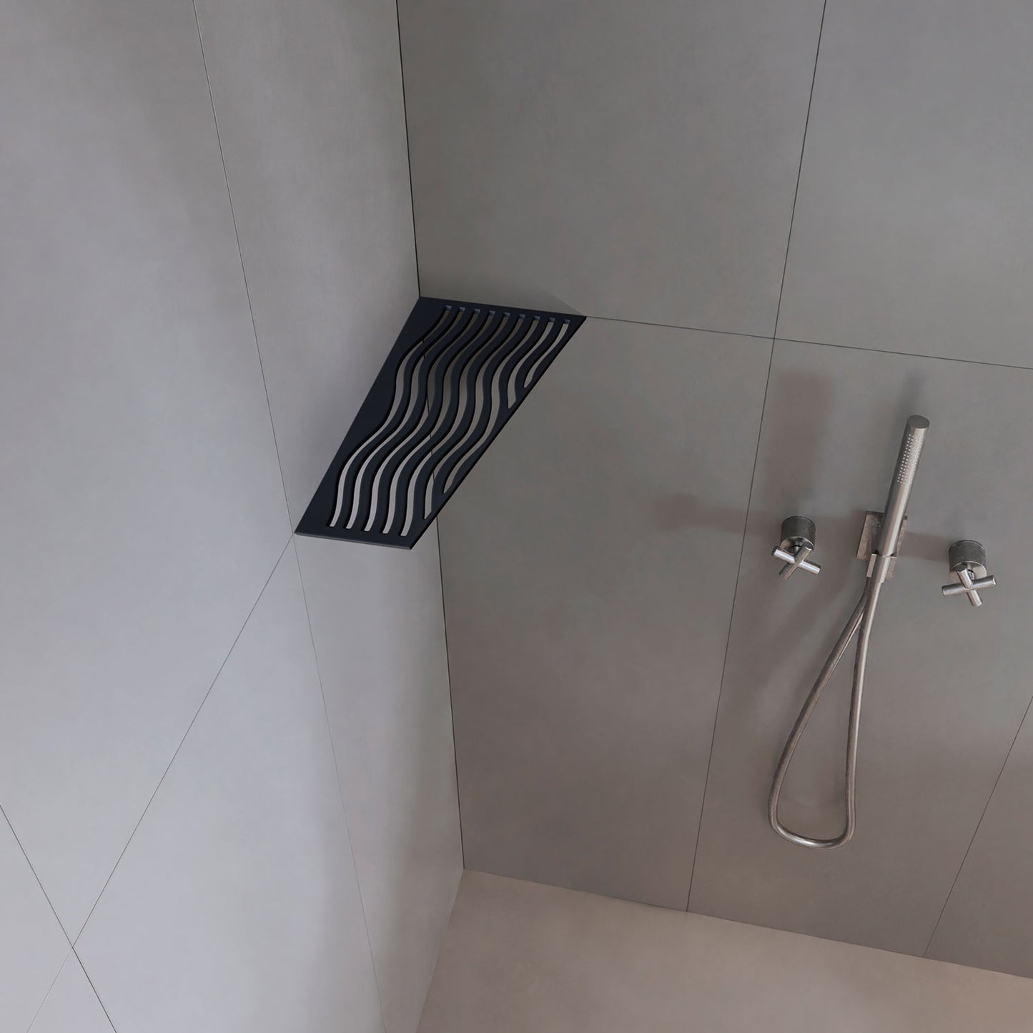 �tag�re de coin de douche rectangulaire fixation sans percer en acier inoxydable