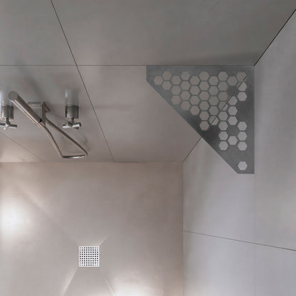 �tag�re de coin de douche pentagonale en inox fixation sans percer