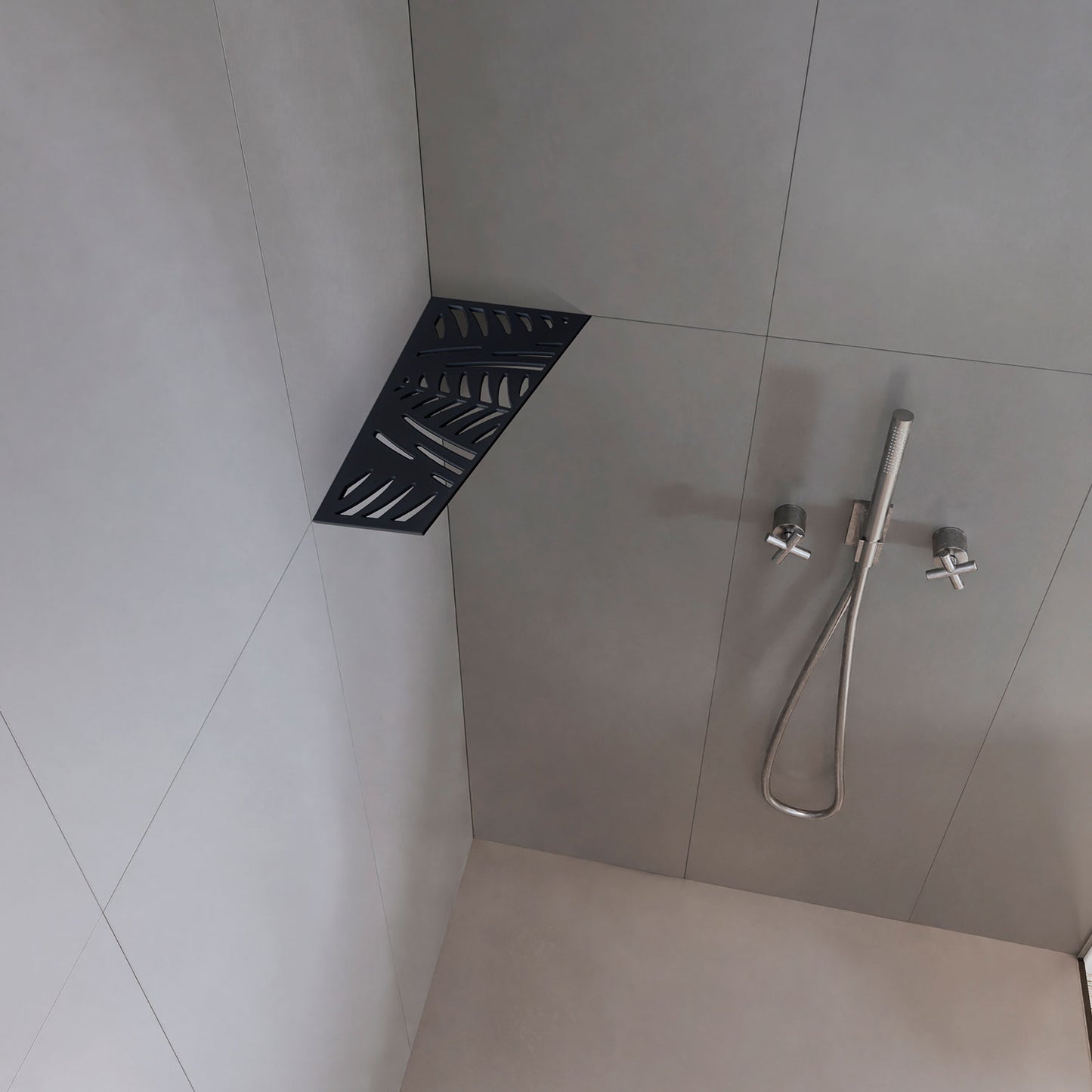 �tag�re de coin de douche rectangulaire fixation sans percer en acier inoxydable