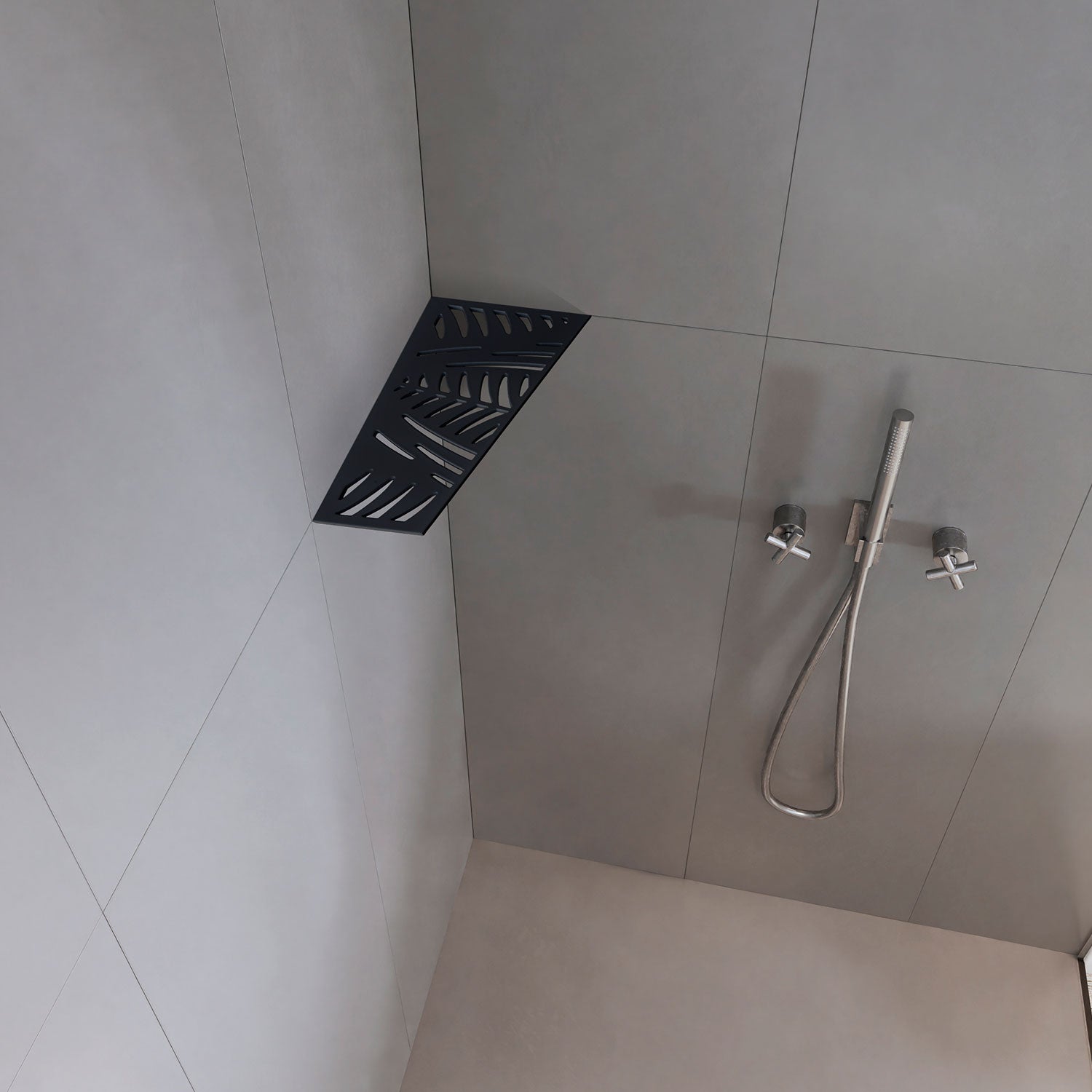 �tag�re de coin de douche rectangulaire fixation sans percer en acier inoxydable