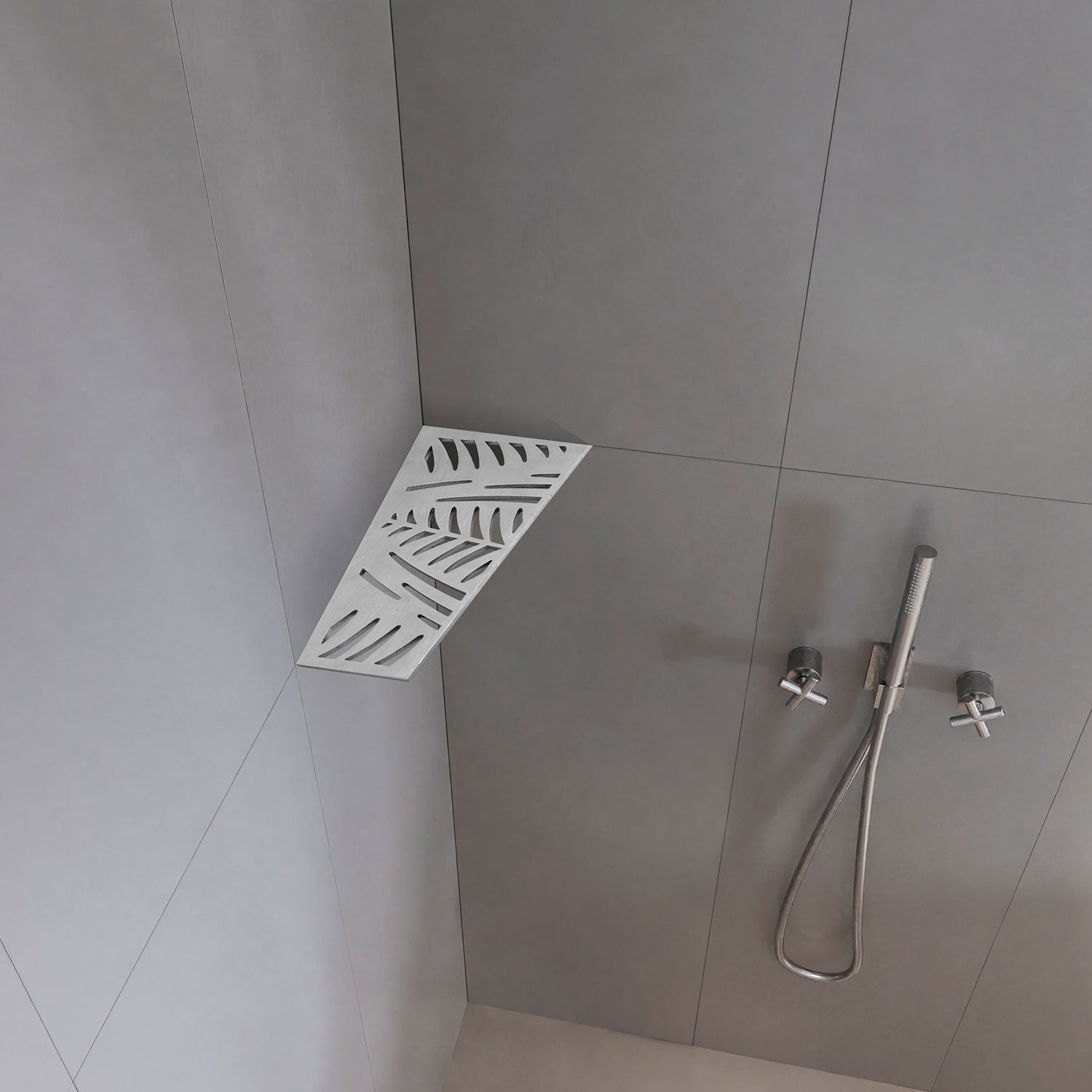 �tag�re de coin de douche rectangulaire fixation sans percer en acier inoxydable