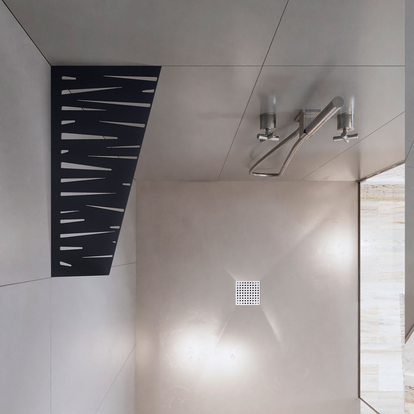 �tag�re de coin de douche rectangulaire fixation sans percer en acier inoxydable