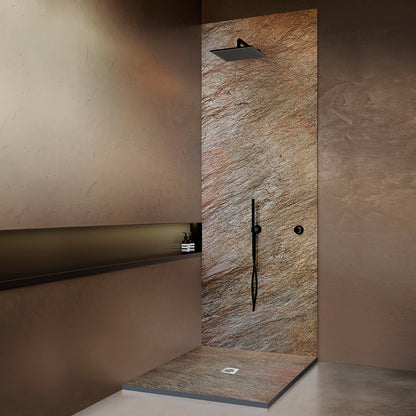 Kit bac � douche 100x100 avec panneau mural en pierre naturelle
