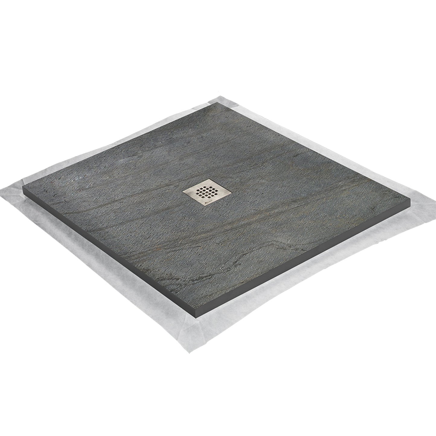 Kit bac � douche 100x100 avec panneau mural en pierre naturelle