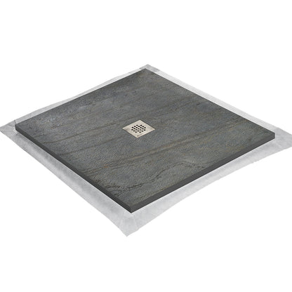 Kit bac � douche 100x100 avec panneau mural en pierre naturelle