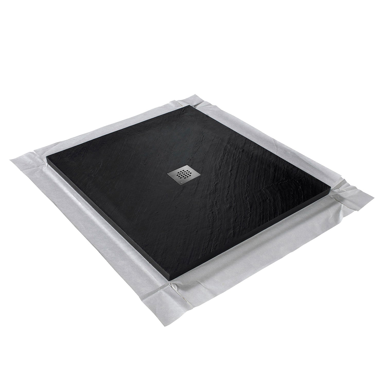 Kit bac � douche 100x100 avec panneau mural en pierre naturelle