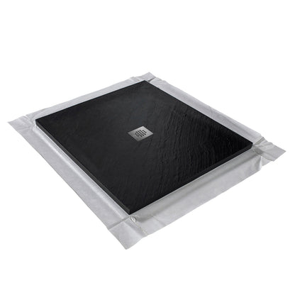 Kit bac � douche 100x100 avec panneau mural en pierre naturelle