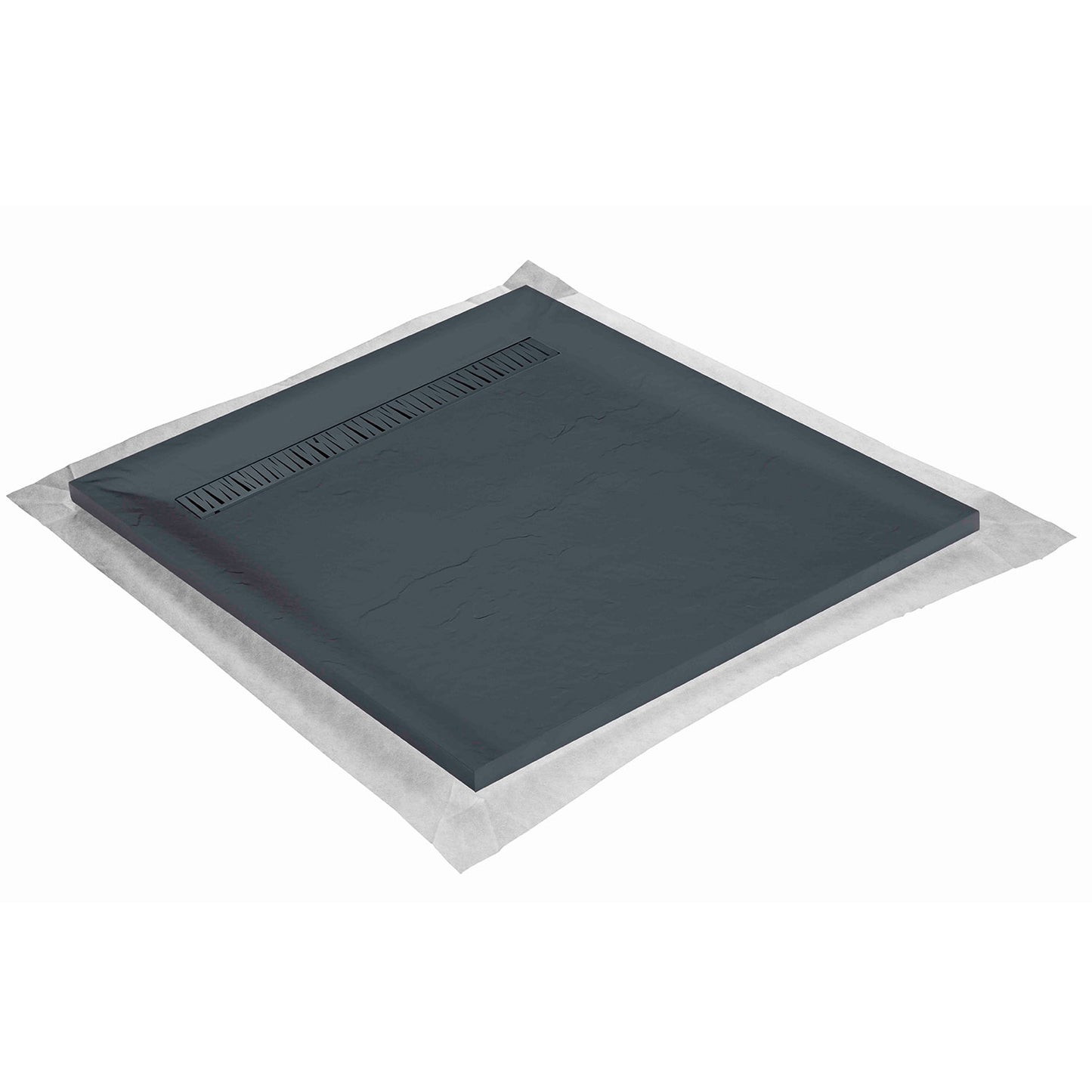 Bac � douche extraplat en r�sine 120x120 cm - grille caniveau excentr�e