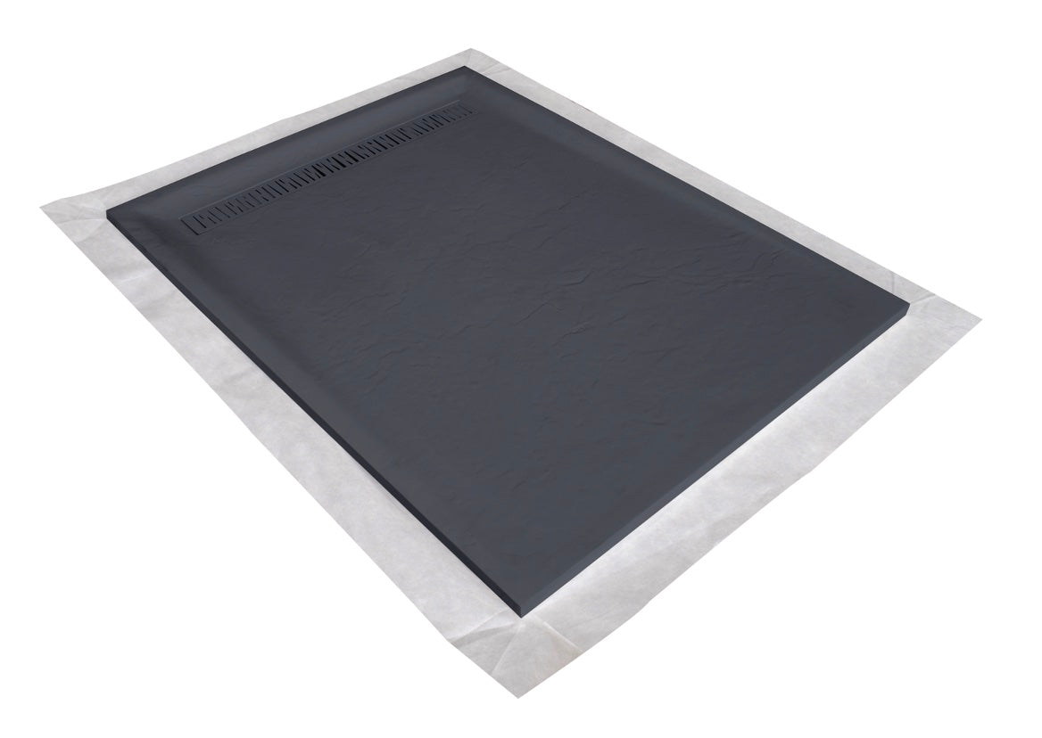 Receveur de douche 100x80 antid�rapant en r�sine aspect pierre - Caniveau 60x7