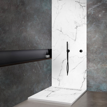 Receveur de douche 70x70 en Résine aspect Marbre - Caniveau allongé Excentré