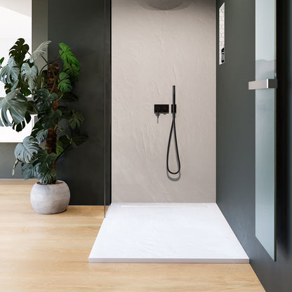 Panneau mural pour salle de bain en r�sine aspect Graphite Blanche avec natte d'�tanch�it�