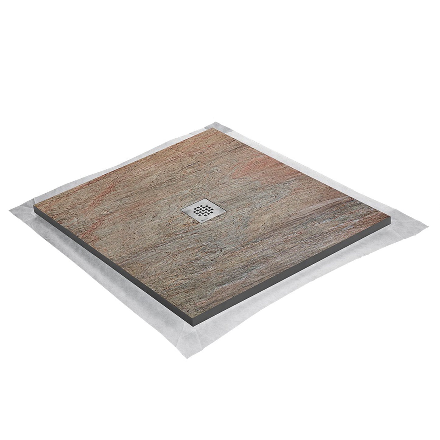 Kit bac � douche 100x100 avec panneau mural en pierre naturelle
