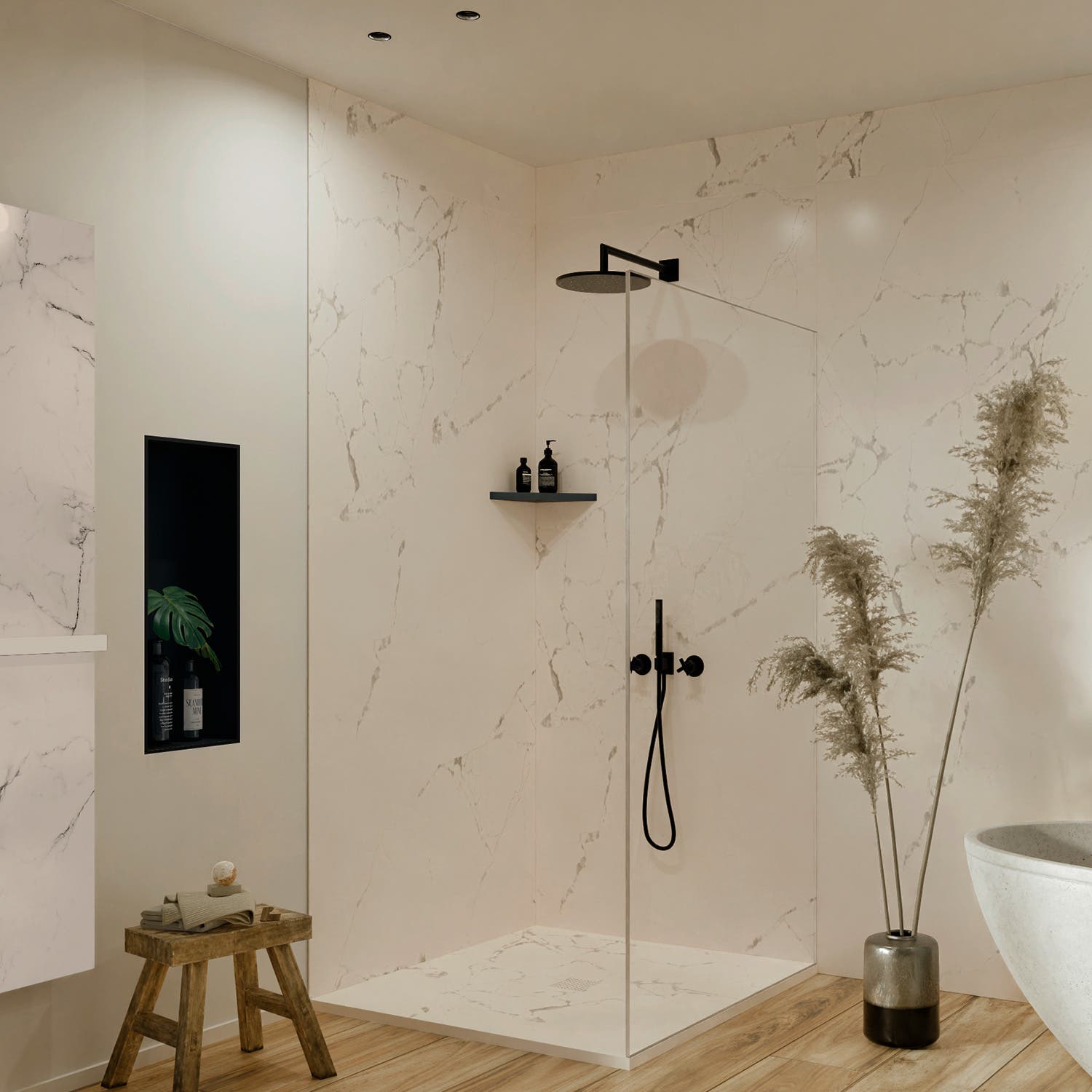 Salle de bain moderne – receveur résine effet marbre