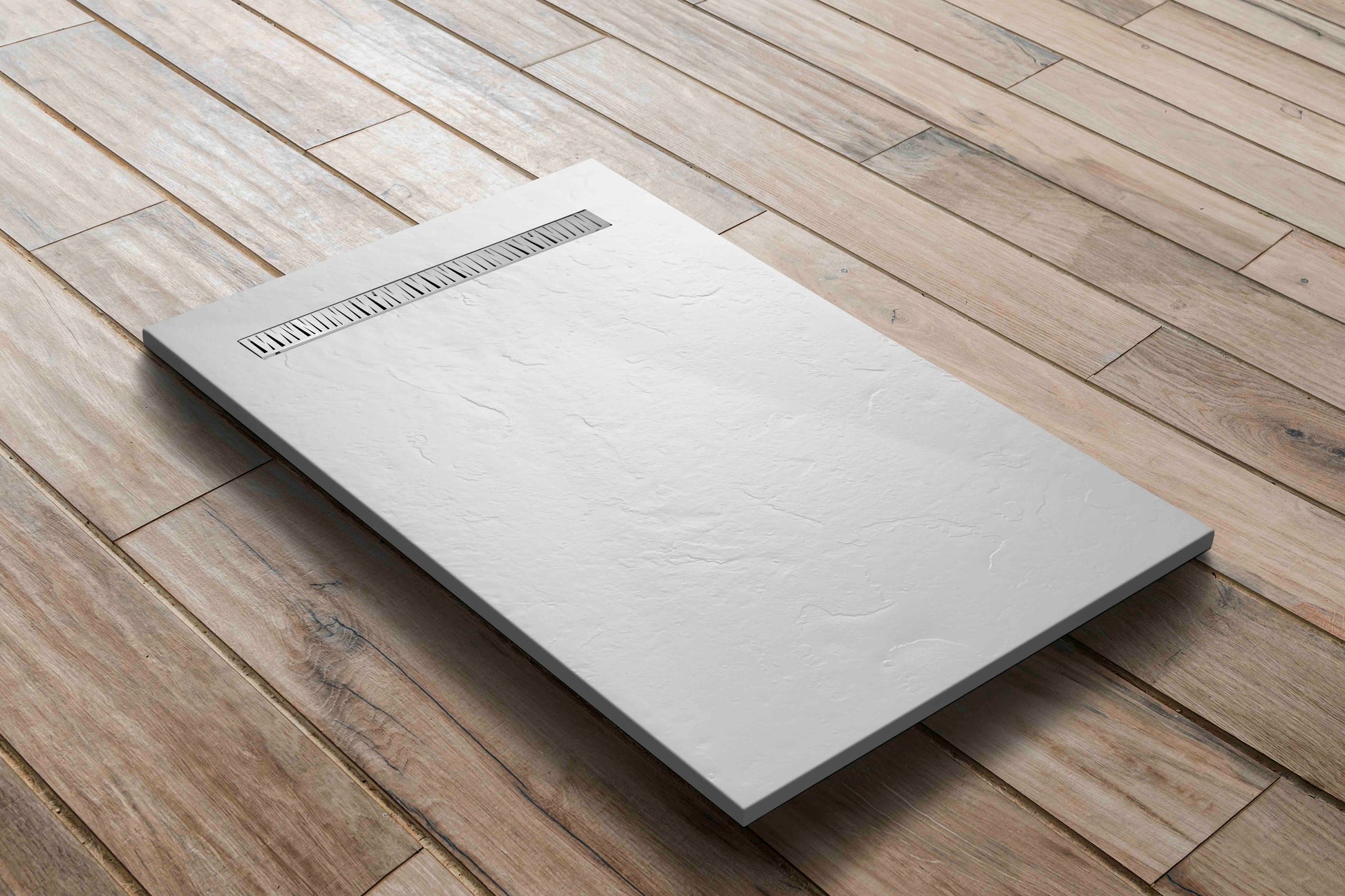Receveur de douche 100x80 antid�rapant en r�sine aspect pierre - Caniveau 60x7