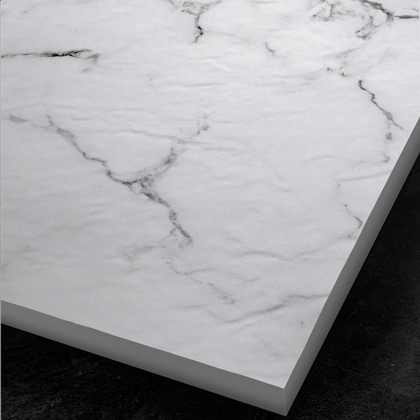 Receveur de douche 70x70 en Résine aspect Marbre - Caniveau allongé Excentré